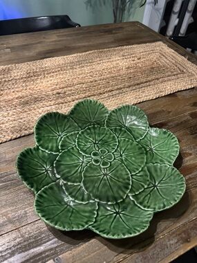 Green Ceramic Lotus Leaf Serving Platter - Brand Unknown